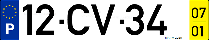Matrícula de coche de Portugal con matrícula CV