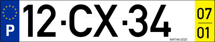 Matrícula de coche de Portugal con matrícula CX