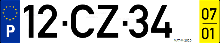 Matrícula de coche de Portugal con matrícula CZ