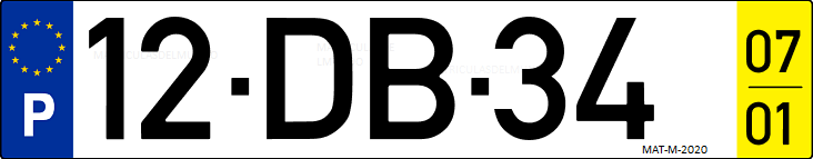Matrícula de coche de Portugal con matrícula DB