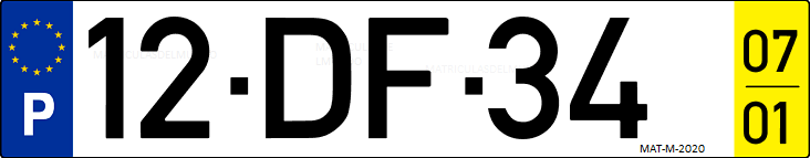 Matrícula de coche de Portugal con matrícula DF