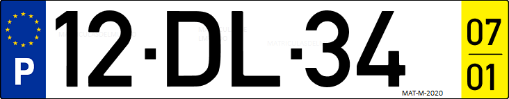 Matrícula de coche de Portugal con matrícula DL