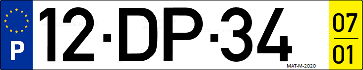 Matrícula de coche de Portugal con matrícula DP