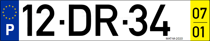 Matrícula de coche de Portugal con matrícula DR
