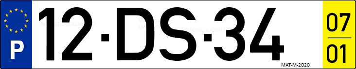 Matrícula de coche de Portugal con matrícula DS