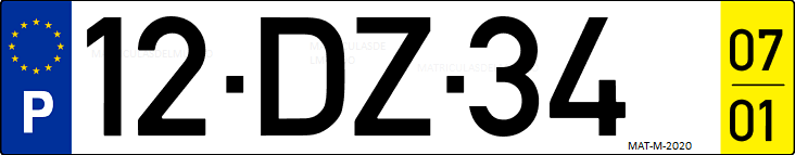 Matrícula de coche de Portugal con matrícula DZ