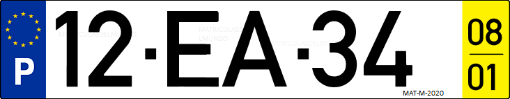 Matrícula de coche de Portugal con matrícula EA