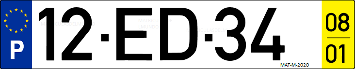 Matrícula de coche de Portugal con matrícula ED