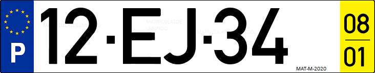 Matrícula de coche de Portugal con matrícula EJ