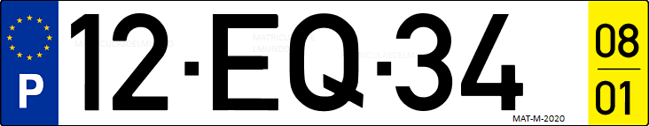 Matrícula de coche de Portugal con matrícula EQ