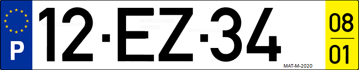 Matrícula de coche de Portugal con matrícula EZ