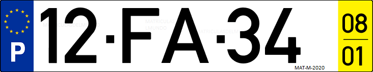 Matrícula de coche de Portugal con matrícula FA