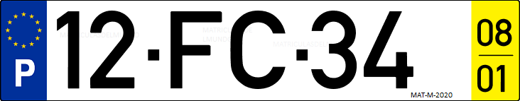 Matrícula de coche de Portugal con matrícula FC
