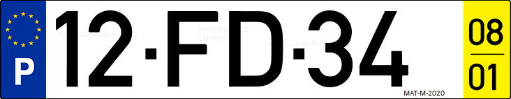 Matrícula de coche de Portugal con matrícula FD