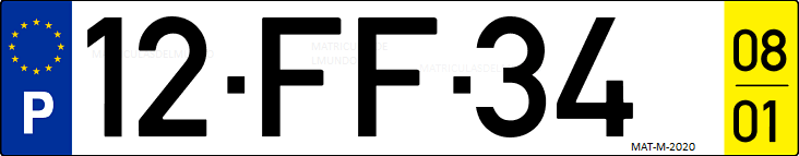 Matrícula de coche de Portugal con matrícula FF