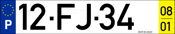 Matrícula de coche de Portugal con matrícula FJ