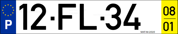 Matrícula de coche de Portugal con matrícula FL