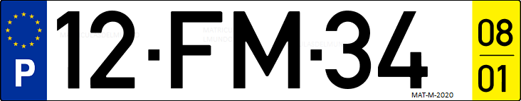 Matrícula de coche de Portugal con matrícula FM