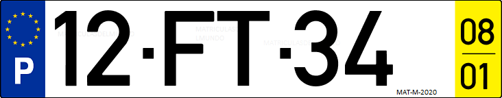 Matrícula de coche de Portugal con matrícula FT