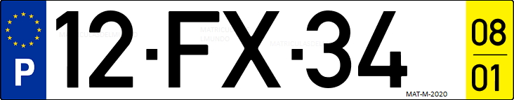 Matrícula de coche de Portugal con matrícula FX