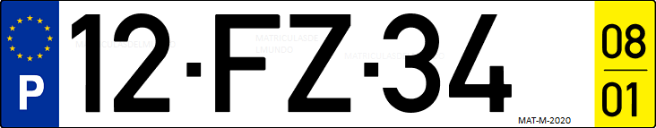 Matrícula de coche de Portugal con matrícula FZ