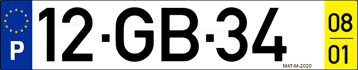 Matrícula de coche de Portugal con matrícula GB