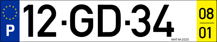 Matrícula de coche de Portugal con matrícula GD