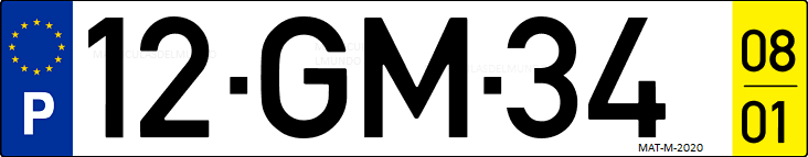 Matrícula de coche de Portugal con matrícula GM