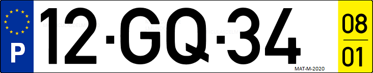 Matrícula de coche de Portugal con matrícula GQ