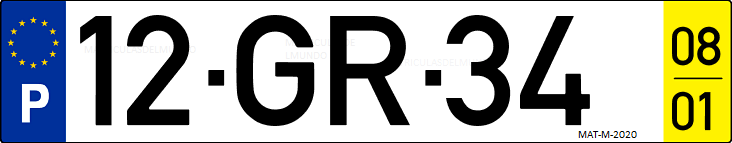 Matrícula de coche de Portugal con matrícula GR