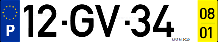 Matrícula de coche de Portugal con matrícula GV