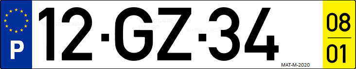 Matrícula de coche de Portugal con matrícula GZ