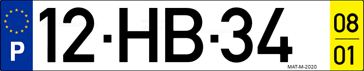 Matrícula de coche de Portugal con matrícula HB