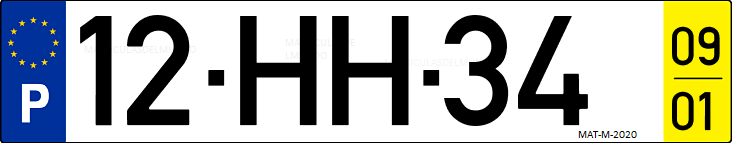 Matrícula de coche de Portugal con matrícula HH