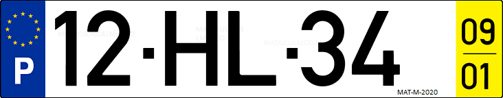 Matrícula de coche de Portugal con matrícula HL