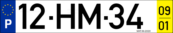 Matrícula de coche de Portugal con matrícula HM
