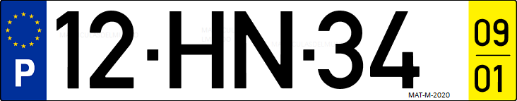Matrícula de coche de Portugal con matrícula HN