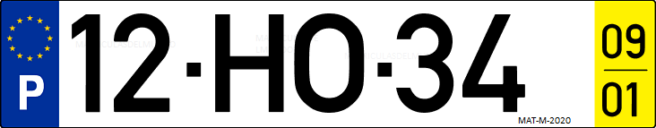 Matrícula de coche de Portugal con matrícula HO
