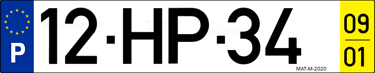 Matrícula de coche de Portugal con matrícula HP