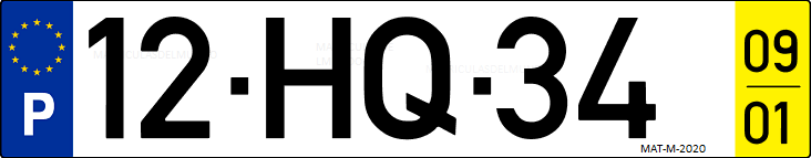 Matrícula de coche de Portugal con matrícula HQ