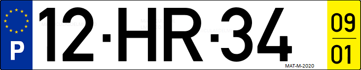 Matrícula de coche de Portugal con matrícula HR