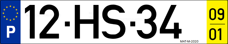 Matrícula de coche de Portugal con matrícula HS