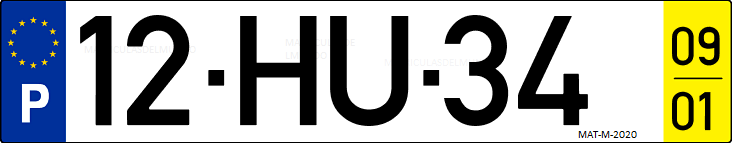 Matrícula de coche de Portugal con matrícula HU
