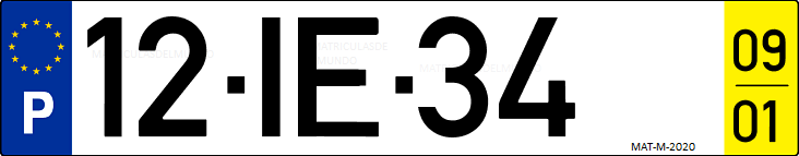 Matrícula de coche de Portugal con matrícula IE