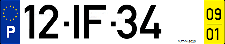 Matrícula de coche de Portugal con matrícula IF