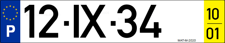 Matrícula de coche de Portugal con matrícula IX