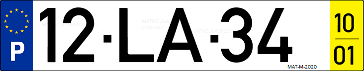 Matrícula de coche de Portugal con matrícula LA