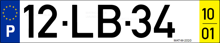 Matrícula de coche de Portugal con matrícula LB