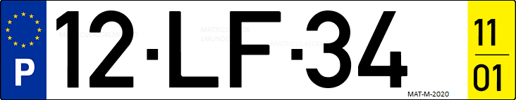 Matrícula de coche de Portugal con matrícula LF