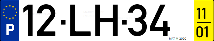 Matrícula de coche de Portugal con matrícula LH